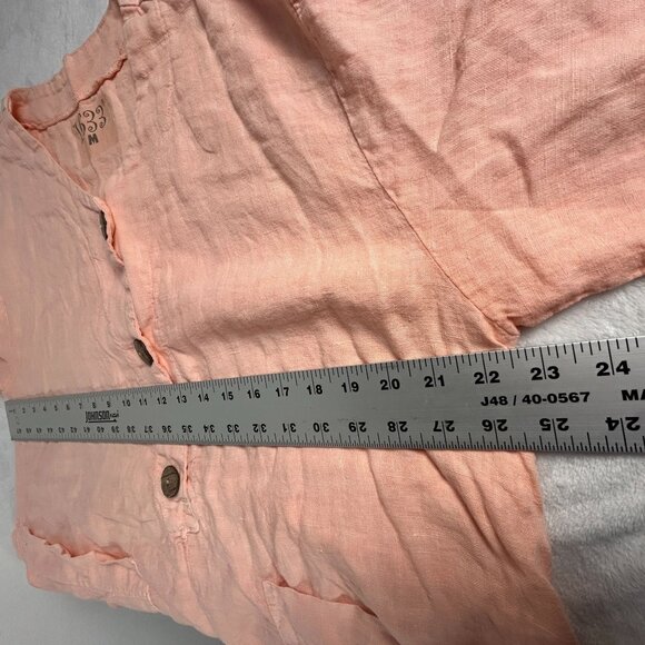 1633 Womens Hand Painted Floral Art To Wear Oversized Tunic Blouse Medium Peach - Picture 5 of 7